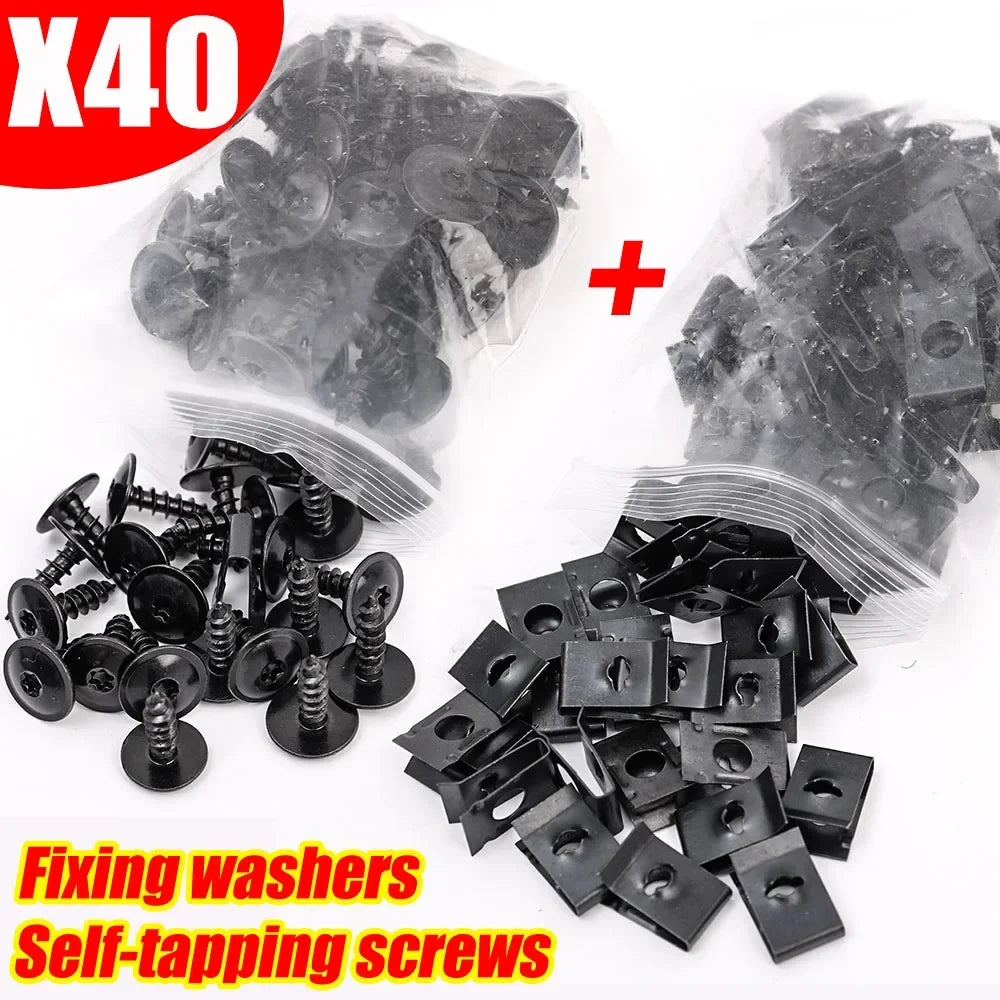 U-Type Self-Tapping Screw Clips – Anti-Rust Car & Moto Kit