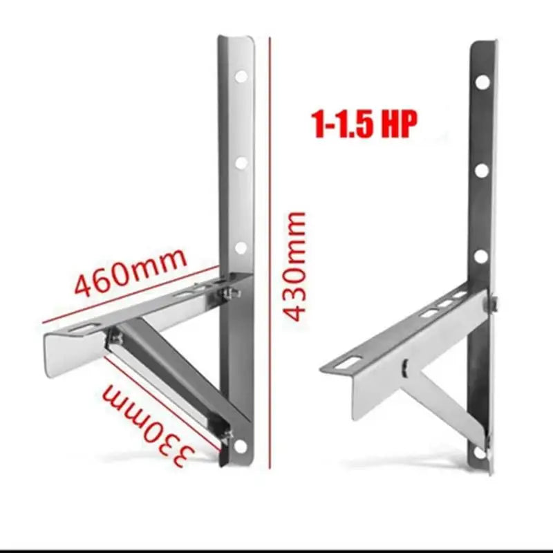 Universal AC Wall Bracket 1–1.5HP | 304 Stainless Steel Pair