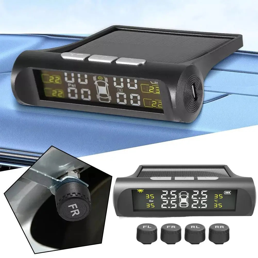 Solar Car Digital Clock – LCD Time, Date & Temperature Display