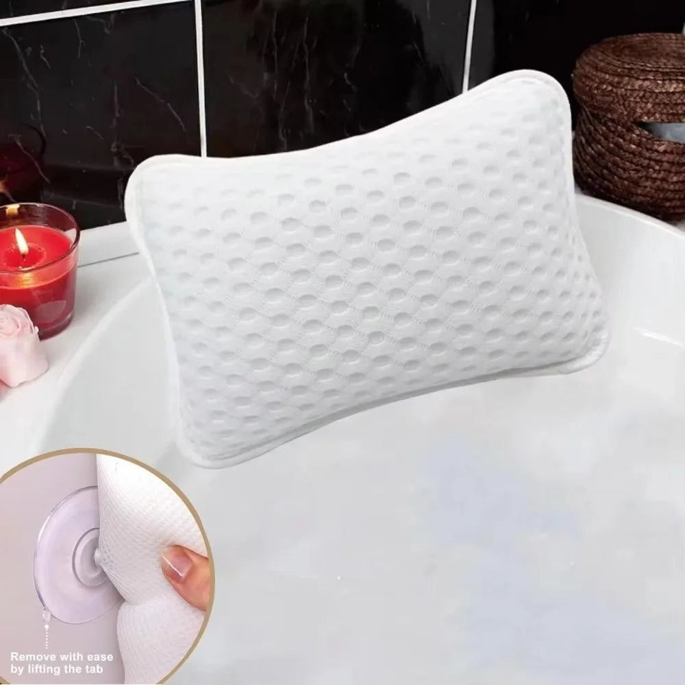 Soft SPA Bath Pillow – Breathable Polyester Bathtub Headrest