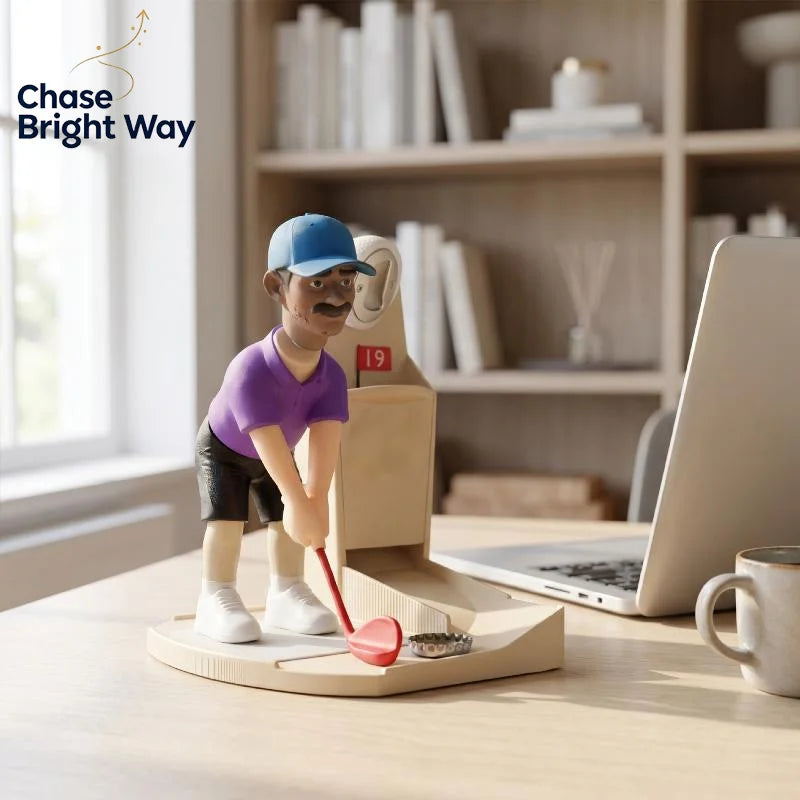 Golfer Shaped Bottle Opener with Cap Collector | Bar Decor