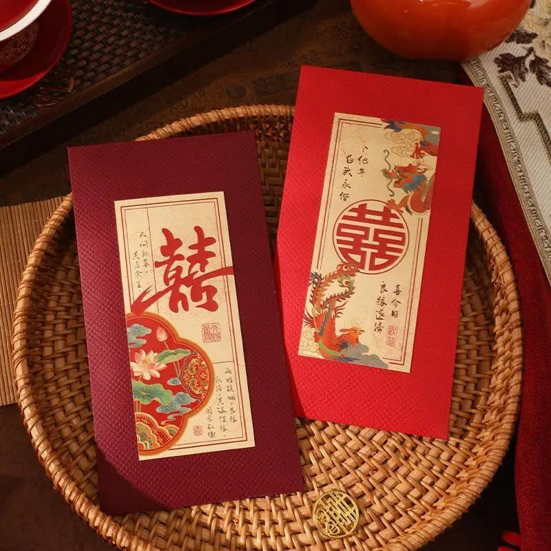 Chinese Wedding Red Envelopes 4-Pack – Hong Bao Double Happiness