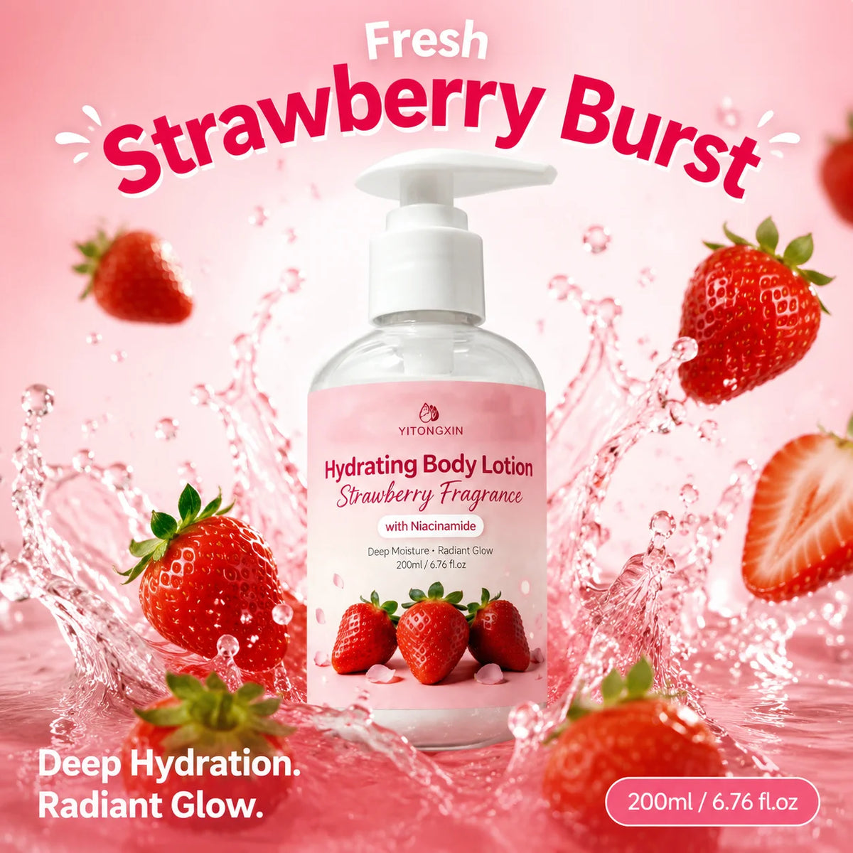 Strawberry Niacinamide Body Lotion – Radiant Glow Moisturizer 200ml