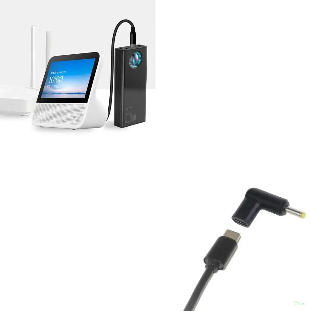 USB-C to DC Barrel Connector Adapter – 6 Tip Sizes, 90° Angled