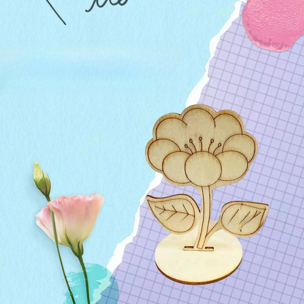 Wooden Flower DIY Ornaments – Rose Lily Sunflower 6-Pack Easter