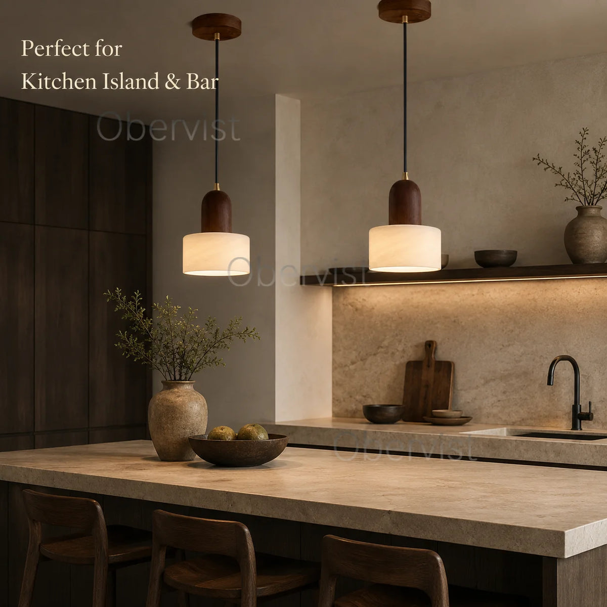 Wabi Sabi Stone LED Pendant Light | Minimalist Hanging Lamp