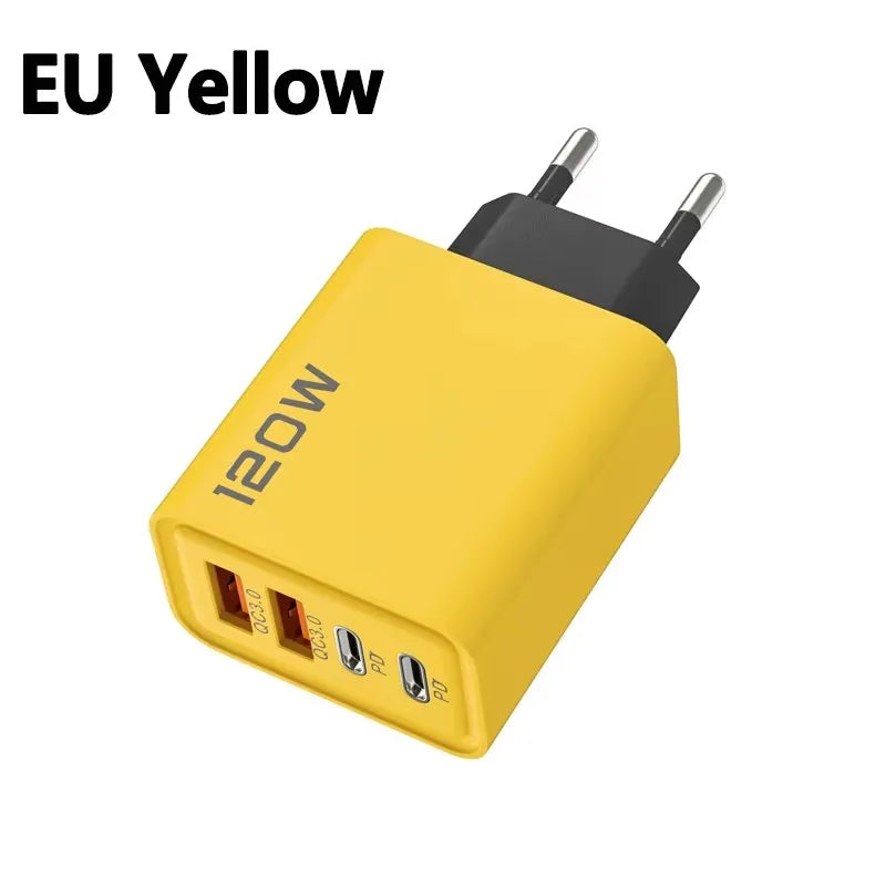 4-Port 120W USB-C PD Fast Charger – Quick Charge 3.0 Adapter