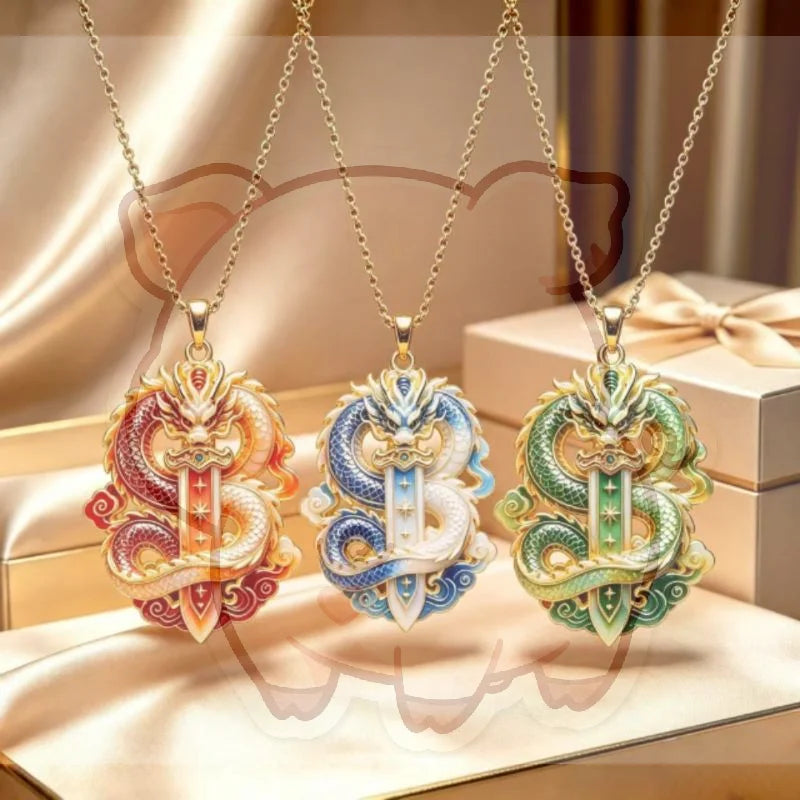 Chinese Enamel Pendant Necklace – Guan Gong Gold-Plated