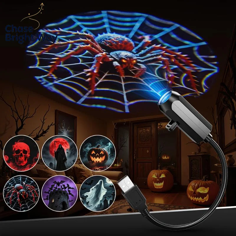 USB Halloween Projector Light – 6 Pattern LED Lamp