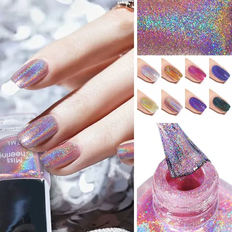 Handaiyan Laser Glitter Nail Polish – 8 Rainbow Holographic