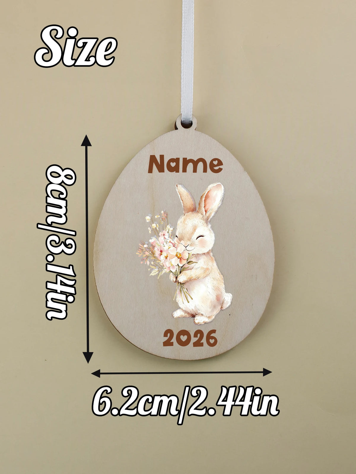 Personalized Easter Bunny Wood Ornament – Custom Name Tag