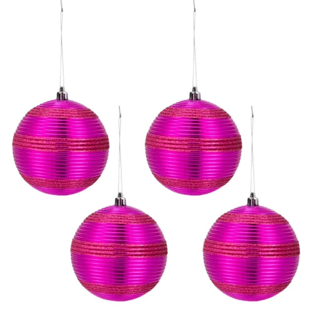 Plastic Christmas Ball Ornaments – Shiny & Matte 4-Piece Set