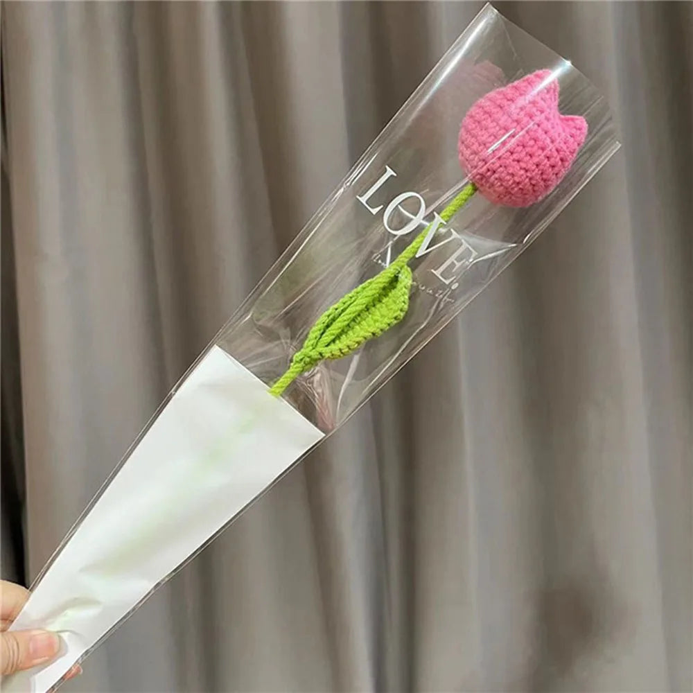 Handmade Crochet Tulip Bouquet – Knitted Cotton Artificial Flowers