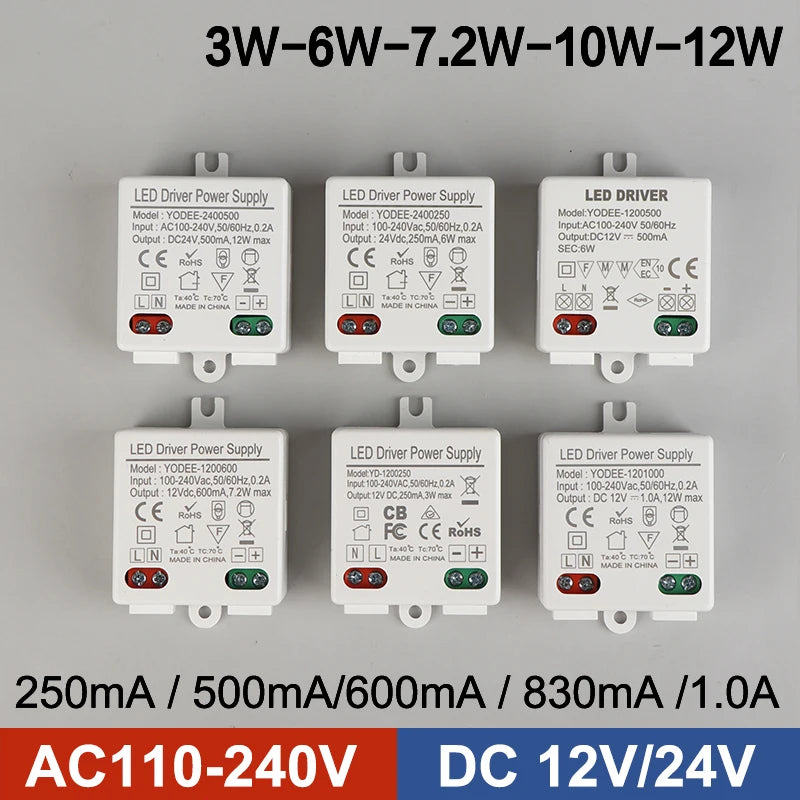 DC 12V LED Switching Power Supply | 3W 6W 12W Constant Voltage
