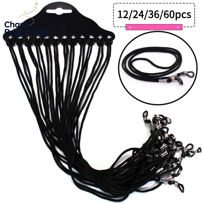 Black Nylon Eyeglass Cord Holder | Glasses Neck Strap 12–60 Pack