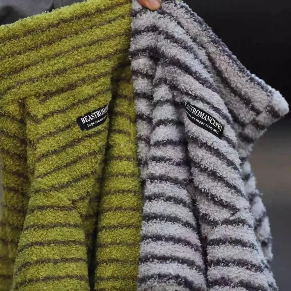 Fleece Striped Dog Turtleneck Sweater – Medium & Large Dogs