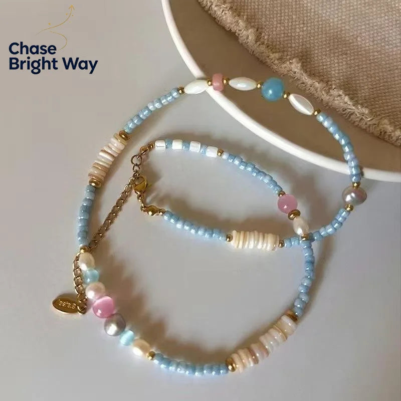 Freshwater Pearl Beaded Collar Necklace – Handmade Women's Gift