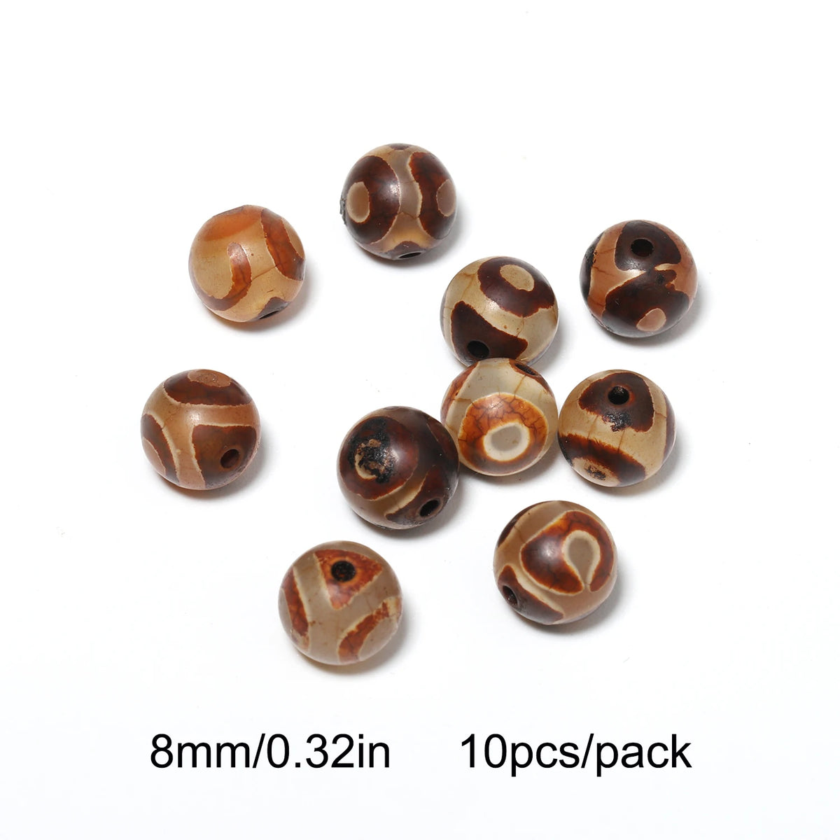 Tibetan Dzi Agate Natural Stone Round Beads | DIY Jewelry