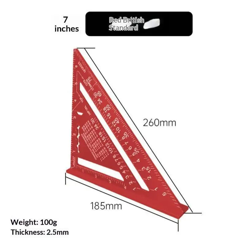 Aluminum Alloy Triangle Ruler – 4-in-1 Precision Woodworking Gauge