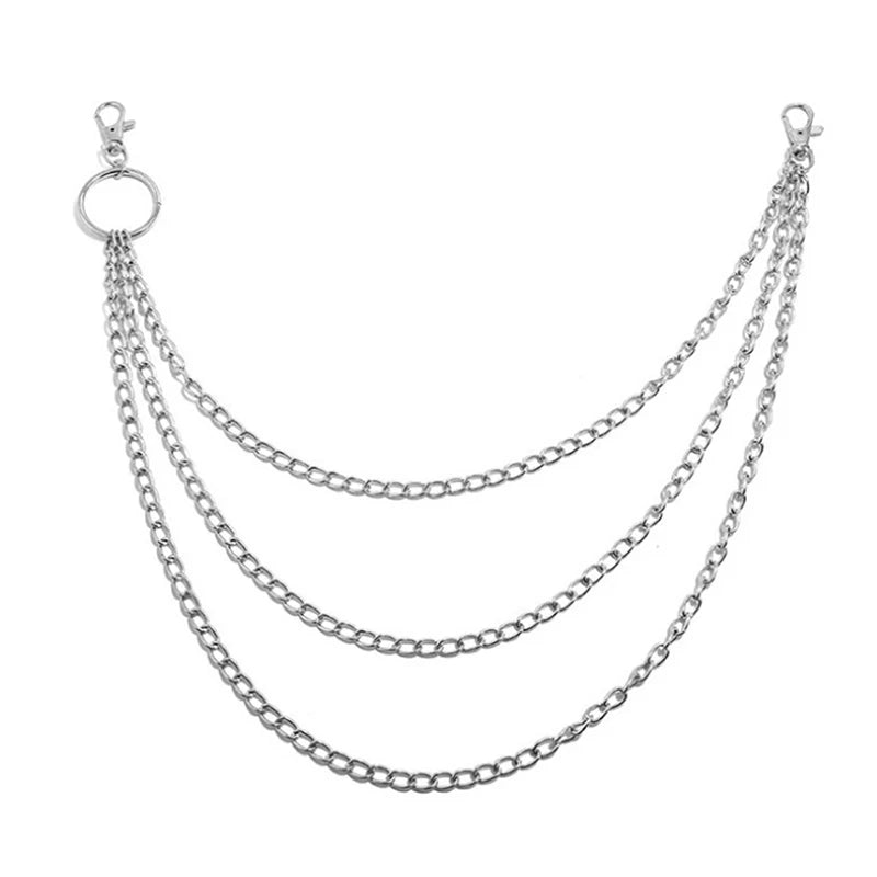 Punk Hip-Hop Metal Waist Chain Belt – 2/3 Layer Unisex