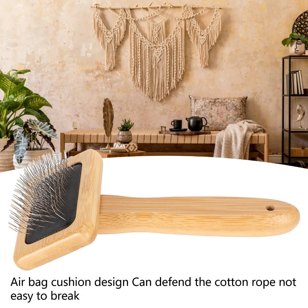 Wooden Handle Macrame Slicker Comb – Wool & Pet Brush
