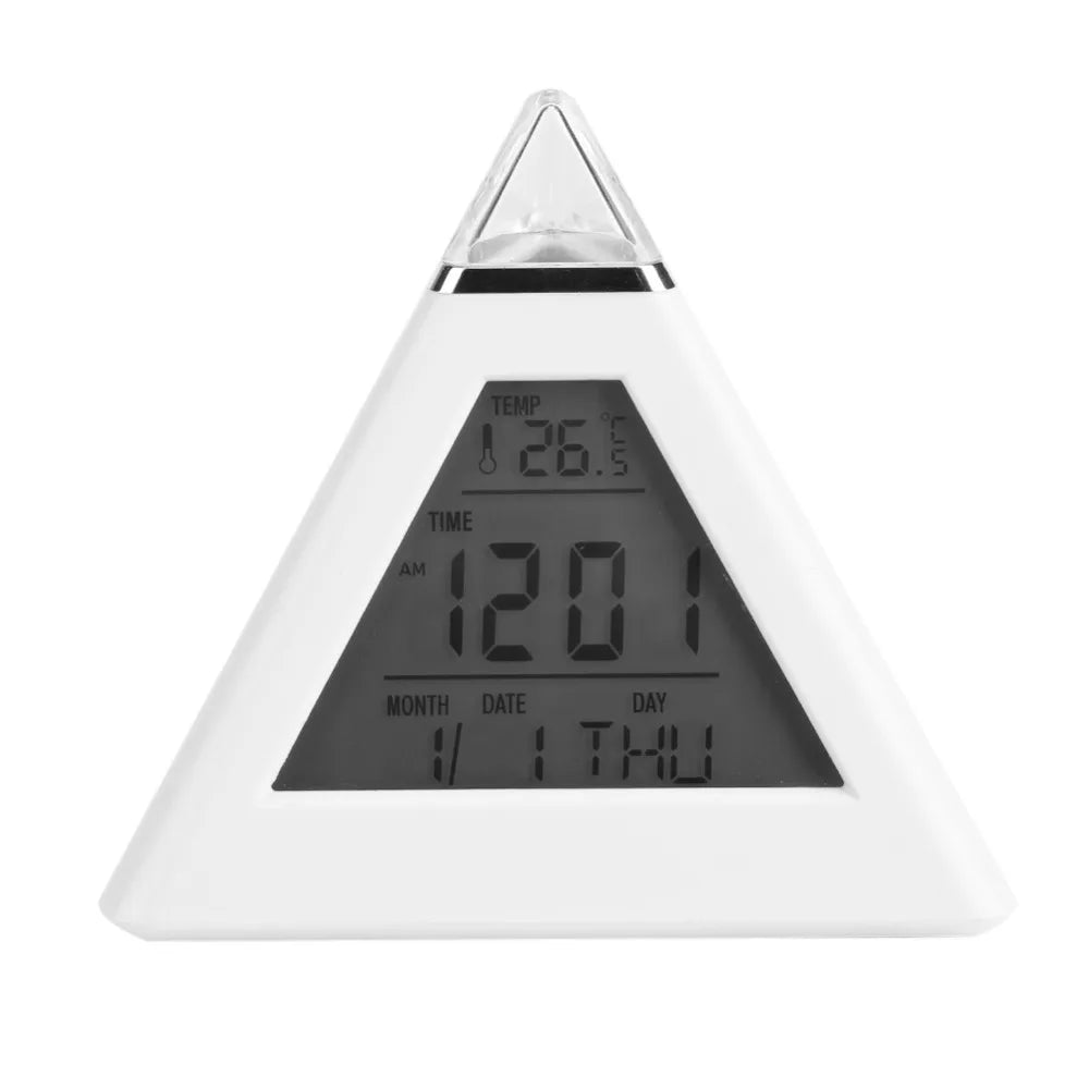 Pyramid LED Digital Alarm Clock – Color Changing Night Light