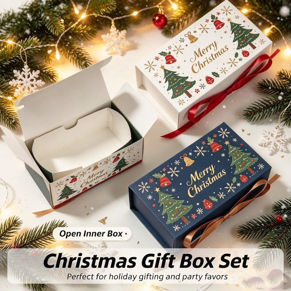 10-Pack Christmas Gift Boxes with Ribbon | Holiday Packaging