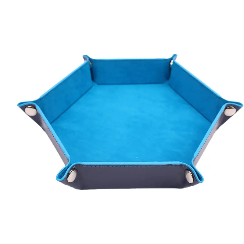 Foldable PU Leather Dice Tray – Hexagon Folding Game Tray
