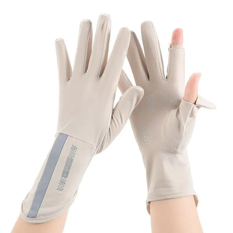 Women's UV Ice Silk Long Driving Gloves – Touchscreen Anti-Slip