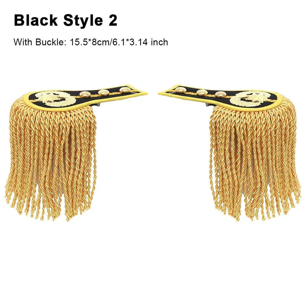 Tassel Fringe Shoulder Epaulettes – Punk Brooch Pin Pair