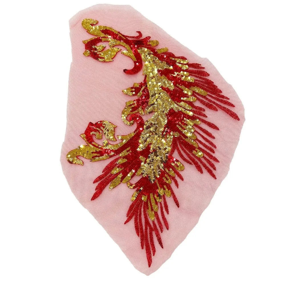 Sequin Phoenix Feather Embroidery Patch – DIY Sew-On Appliqué