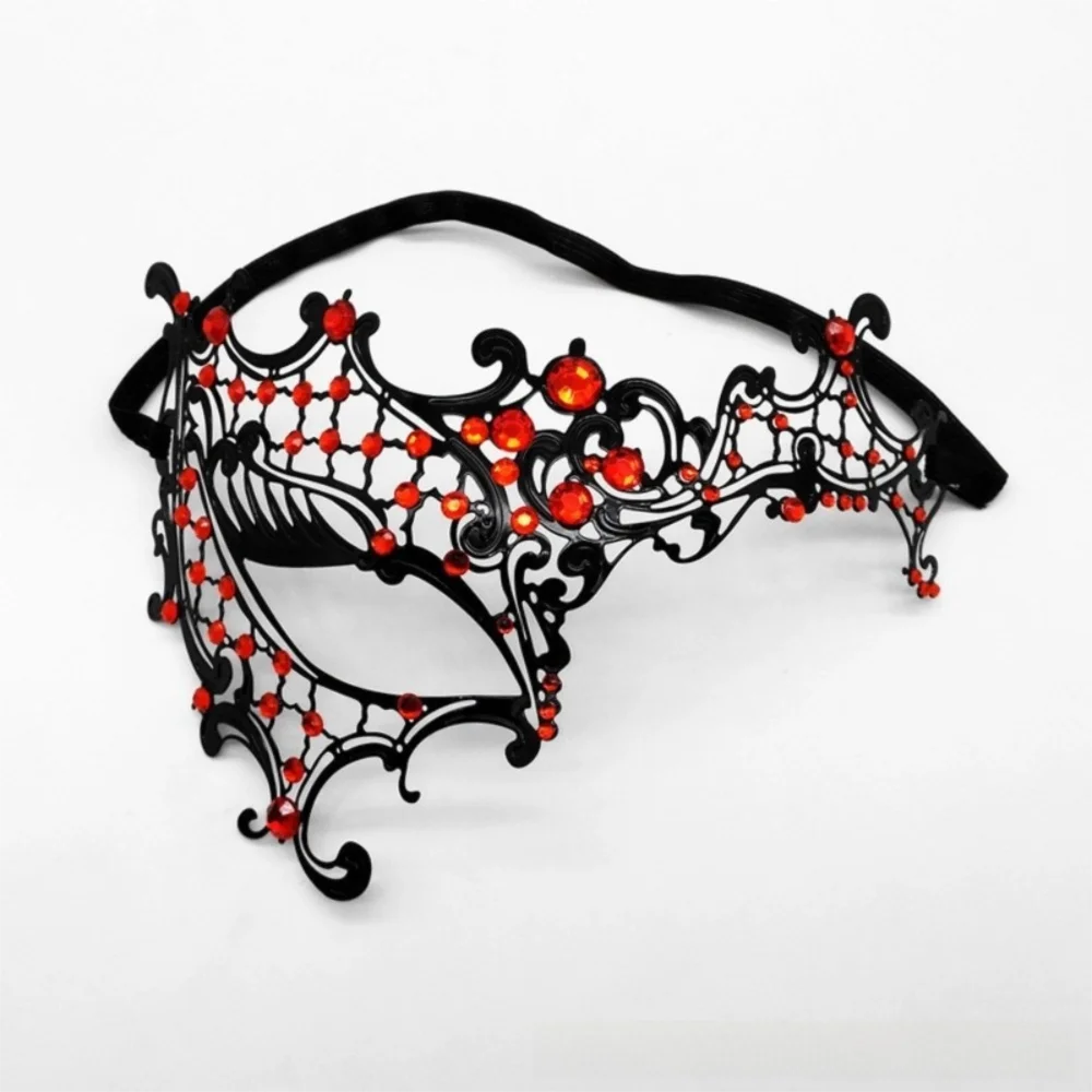 Vintage Lace Metal Masquerade Half Face Mask – Diamond Inlay