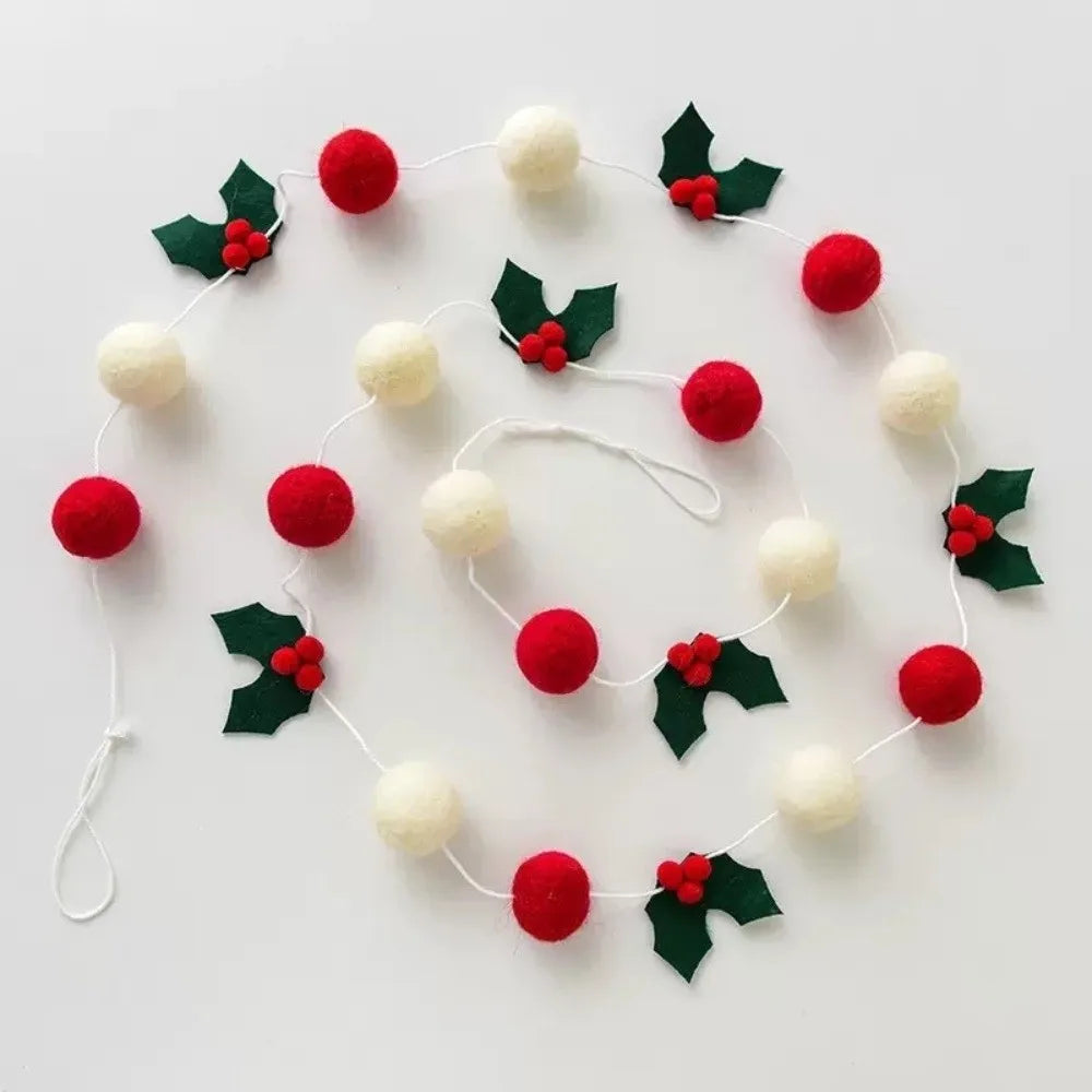 Felt Ball Garland – Colorful Hanging String Banner Wall Decor