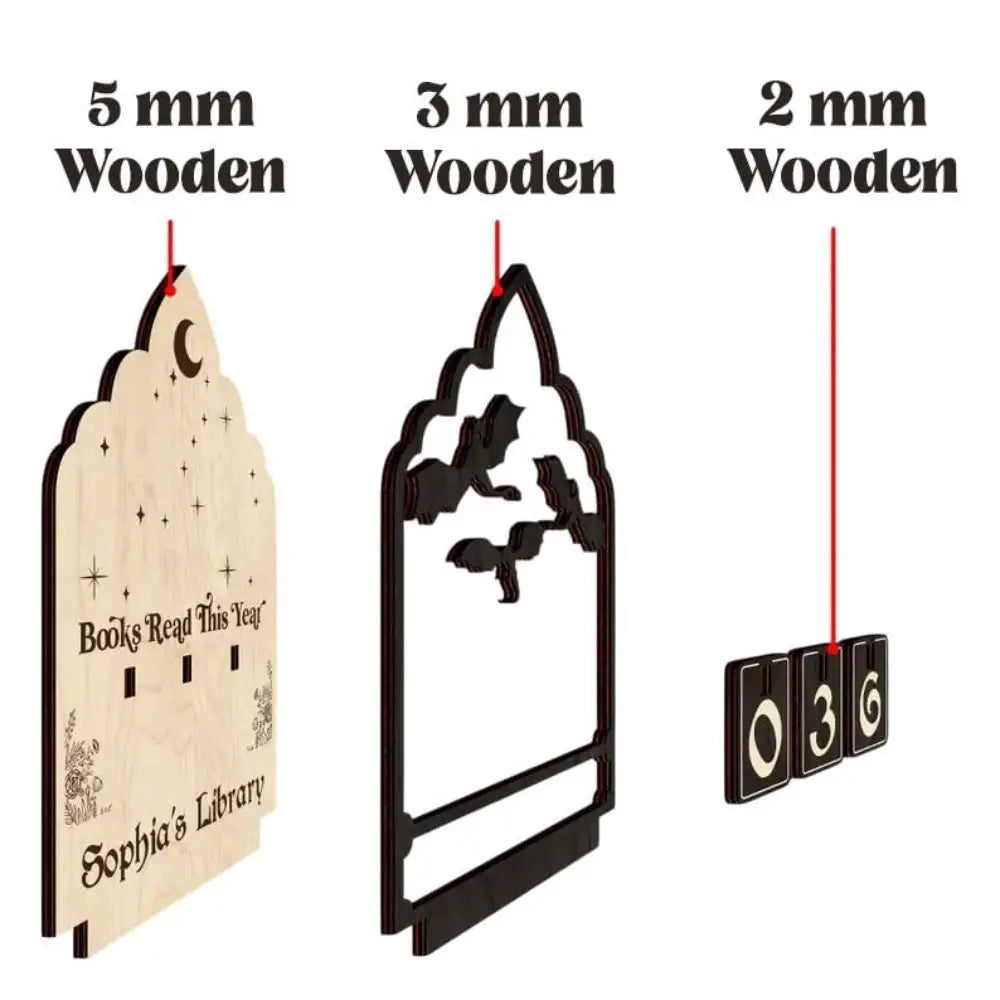 Wooden Cat Books Read Tracker Sign – Reading Counter for Book Lovers