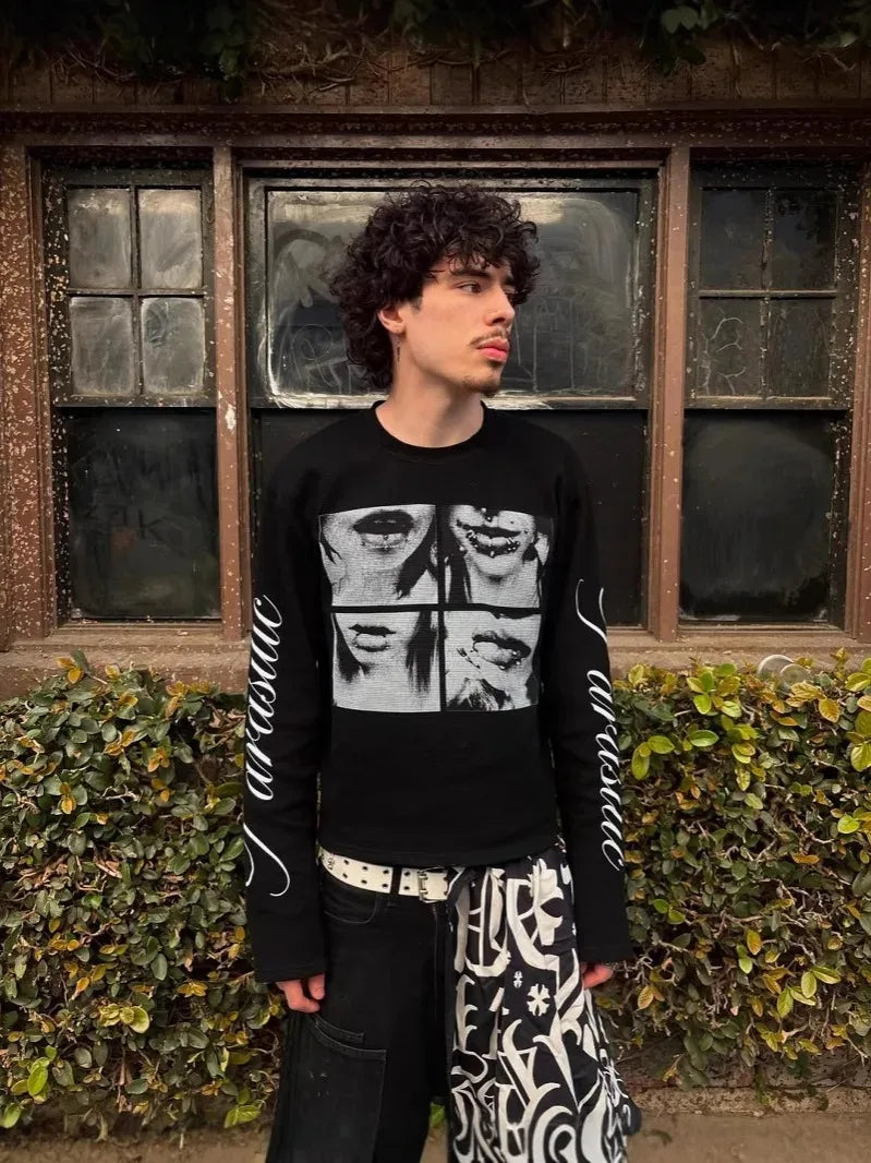 Y2K Retro Millennium Letter Print Unisex Long Sleeve T-Shirt