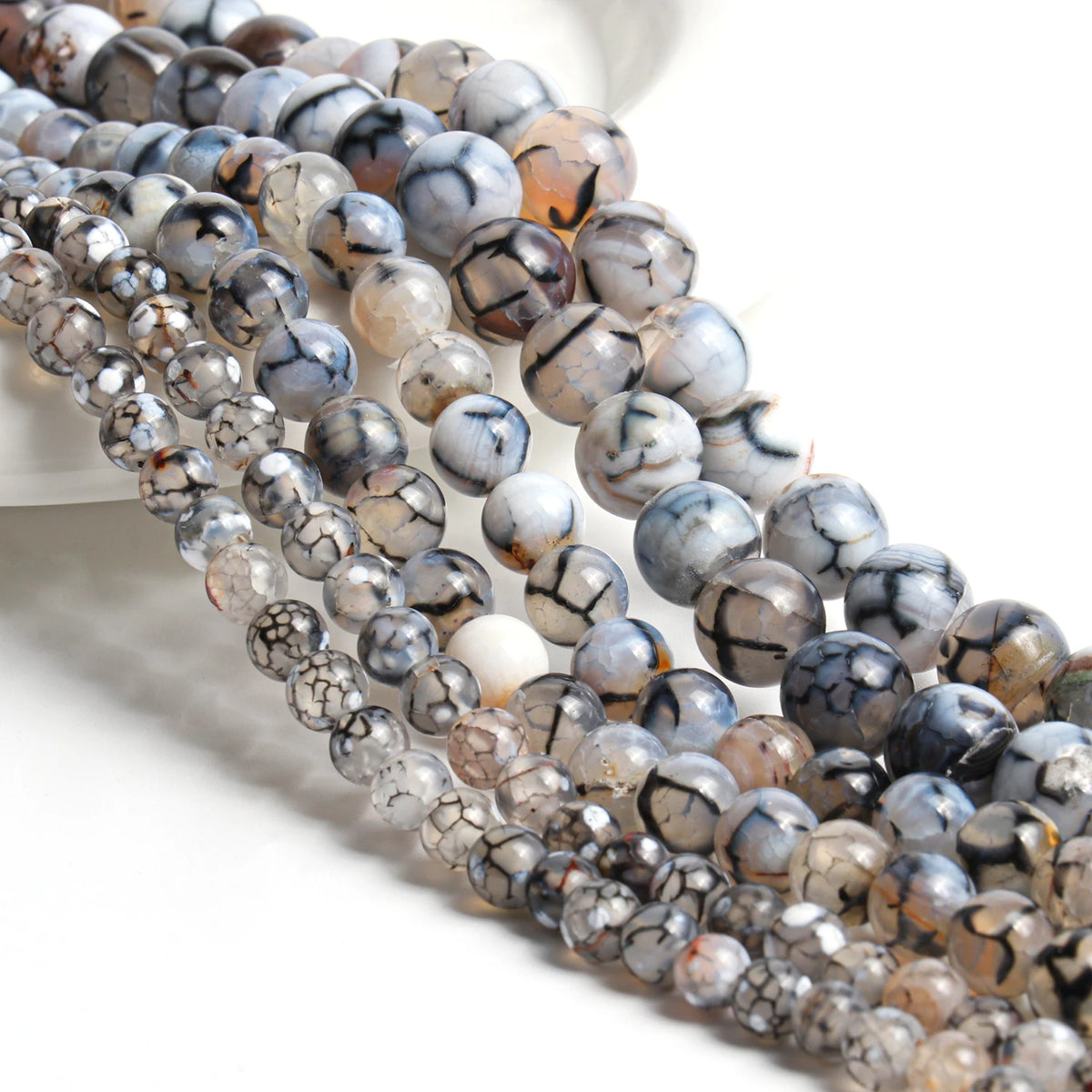 Sky Blue Fire Agate Round Beads 6/8/10mm – DIY Jewelry Strand
