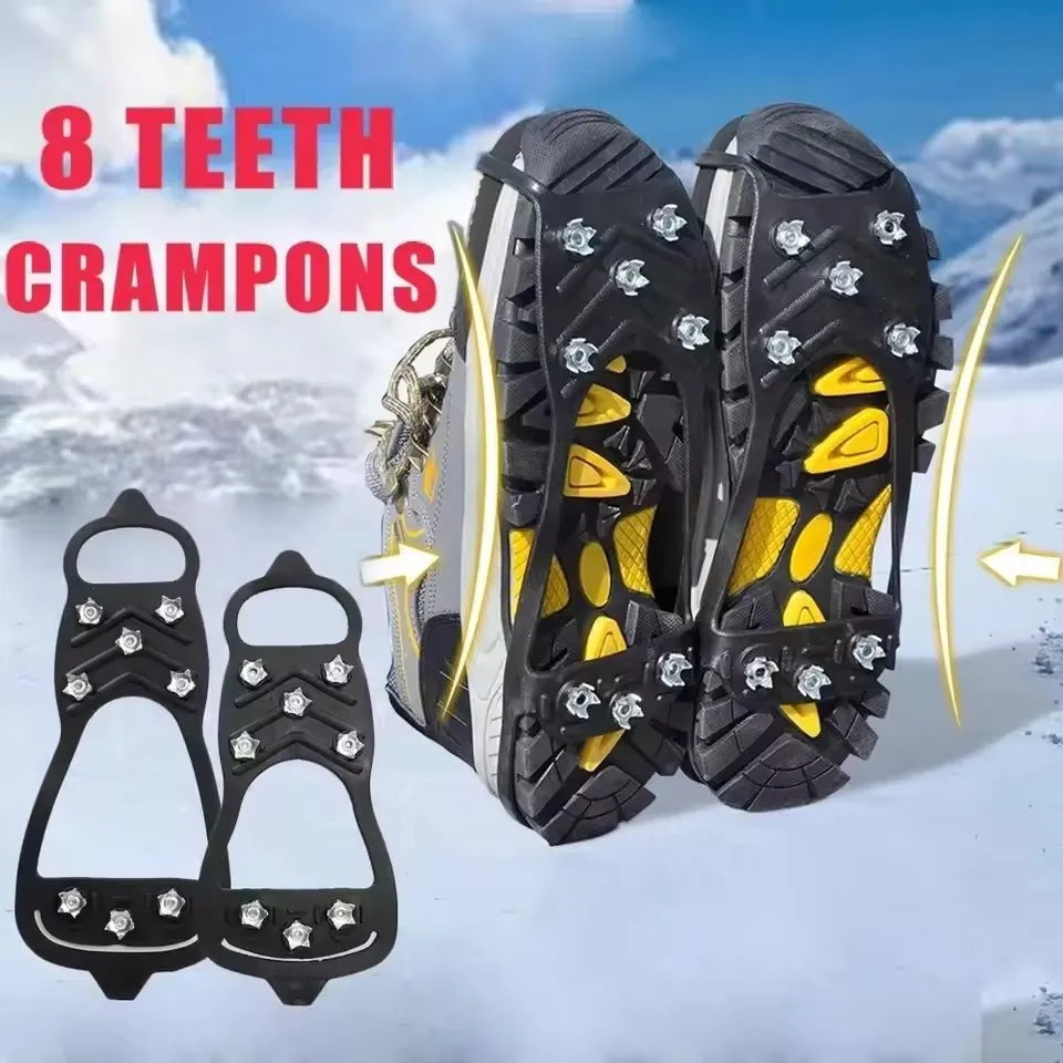 8-Tooth Ice Cleats Crampons – Anti-Slip Snow Shoe Grippers