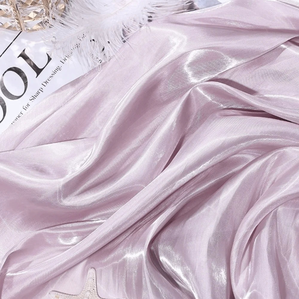 Reflective Liquid Satin Fabric – Metallic Water Gloss Texture