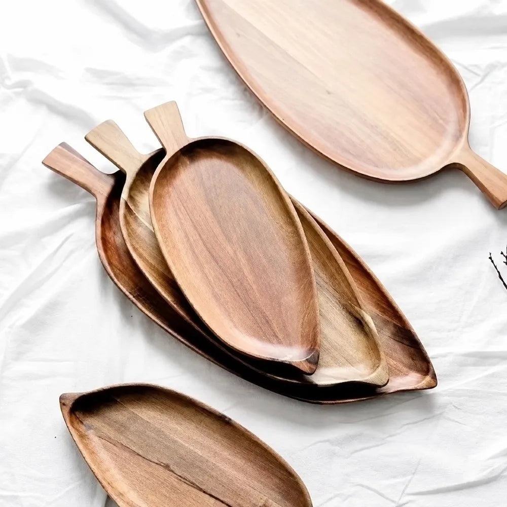 Acacia Wood Leaf Serving Tray – Japanese Sushi & Tea Tray
