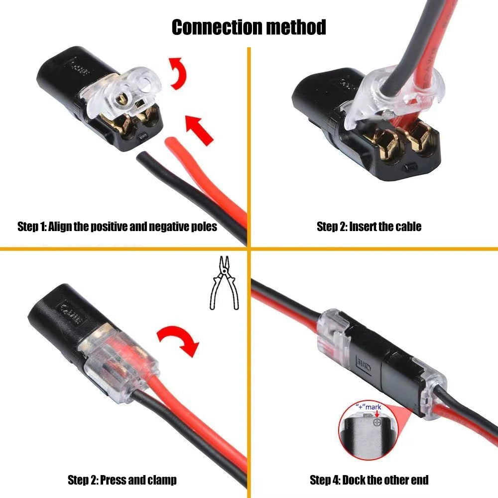 Waterproof 2-Pin Snap Wire Connectors with Locking Buckle