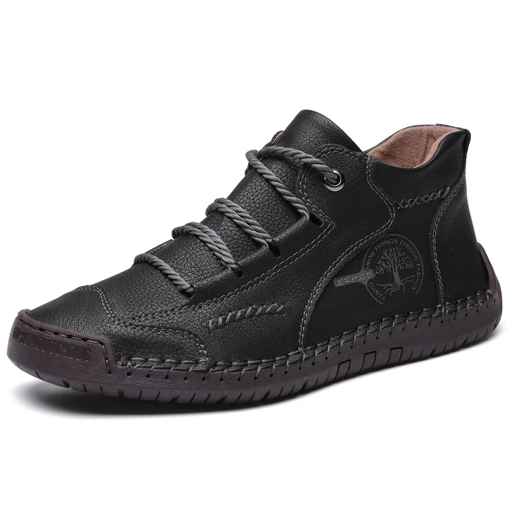 LEDP Retro Men's Ankle Boots – Non-Slip Lace-Up Motorcycle Style