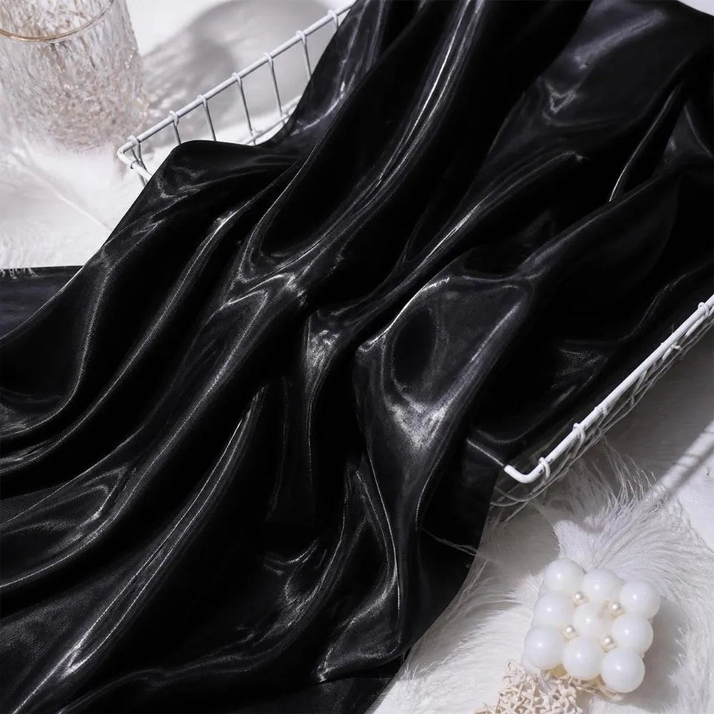 Reflective Liquid Satin Fabric – Metallic Water Gloss Texture