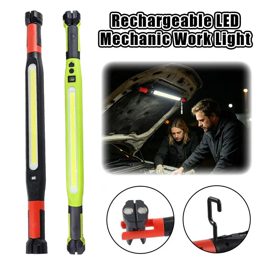 Rechargeable LED Work Light – Magnetic Base, Hook & USB Power