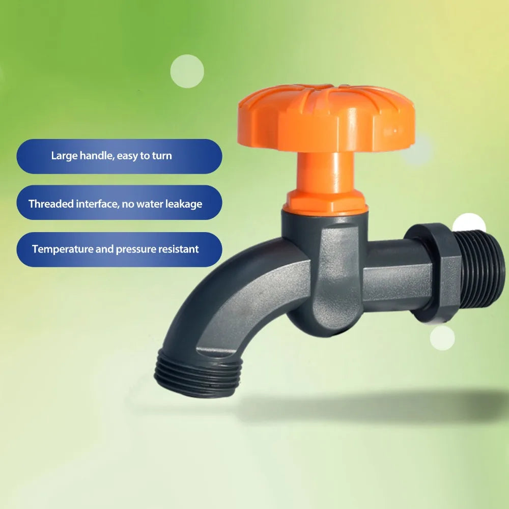 POM Plastic Garden Hose Bibb 3/4" Outlet – Large Handle & Nozzle