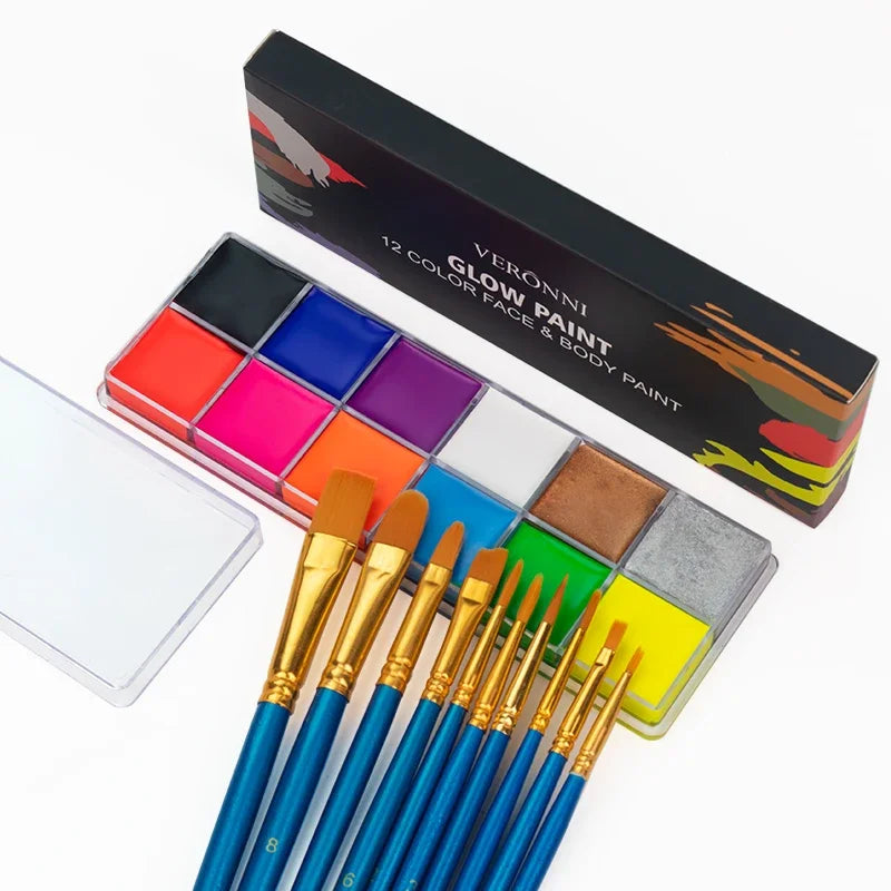 20-Color Face & Body Paint Palette – Halloween Cosplay Stage