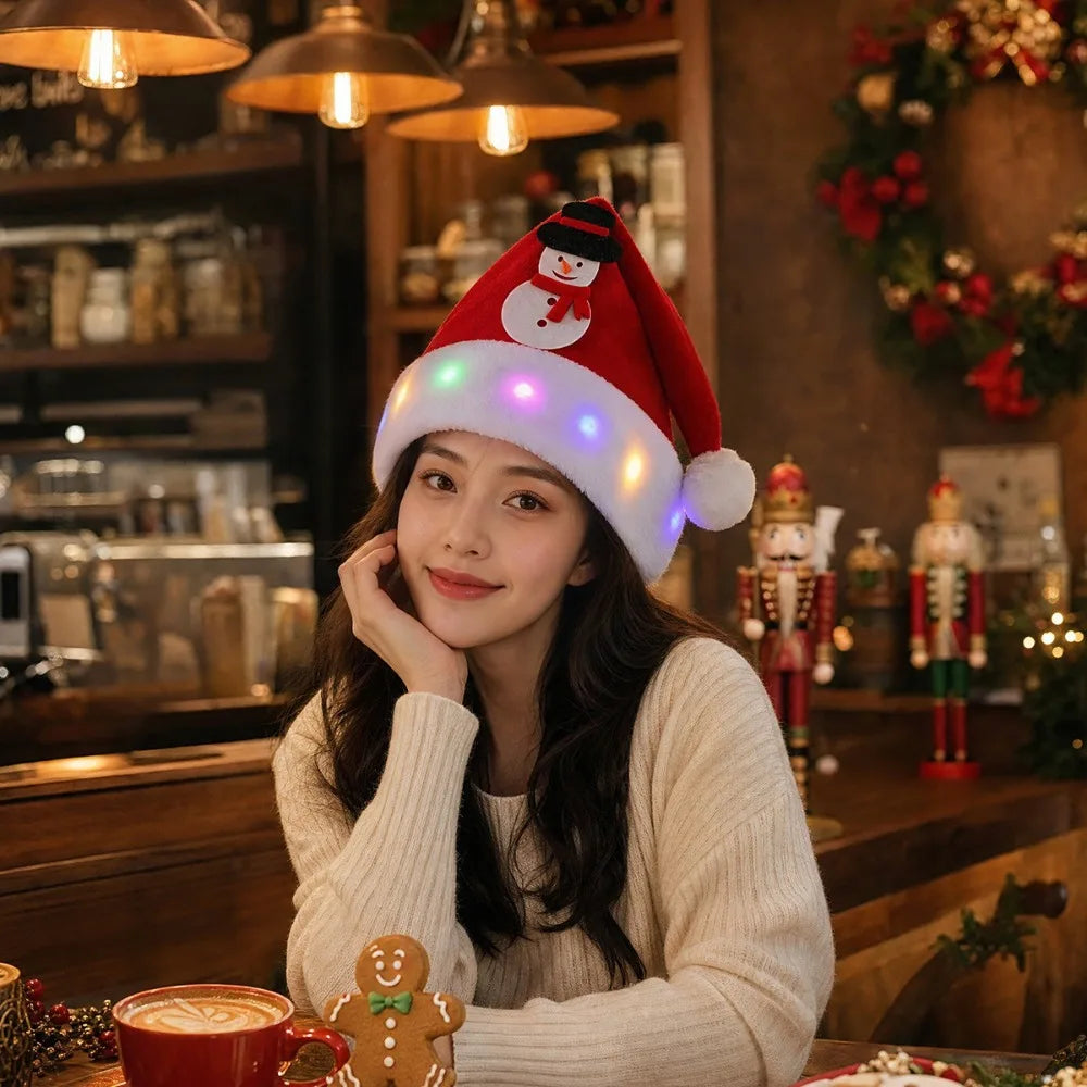 LED Flashing Christmas Hat – Light-Up Snowman & Elk Holiday Hat