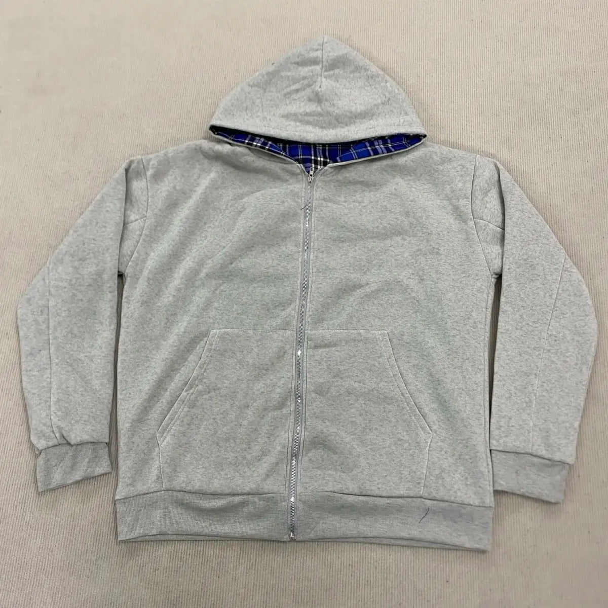 Y2K Harajuku Oversized Double-Sided Zipper Hoodie – Gray