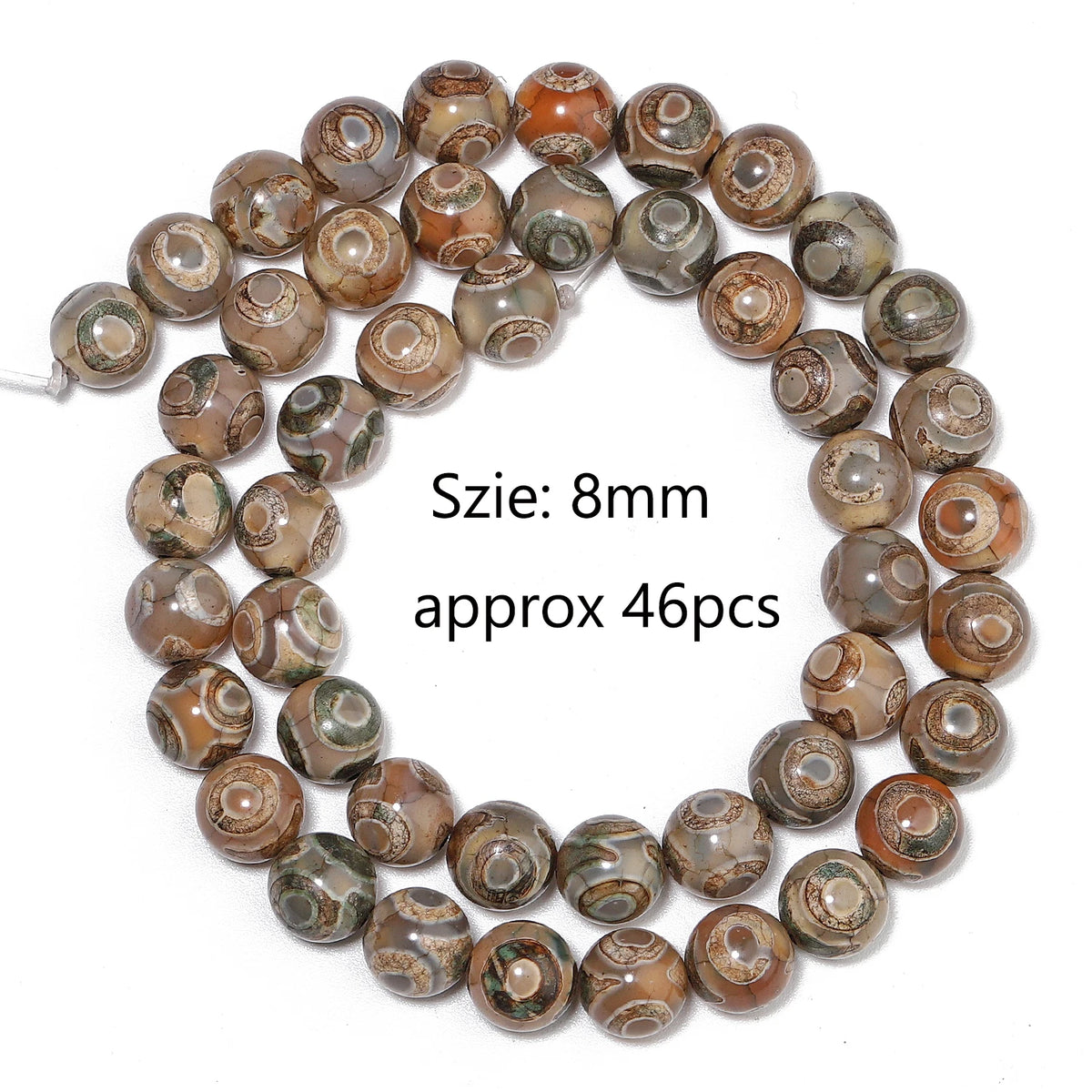 Tibetan Dzi Agate Natural Stone Round Beads – DIY Jewelry