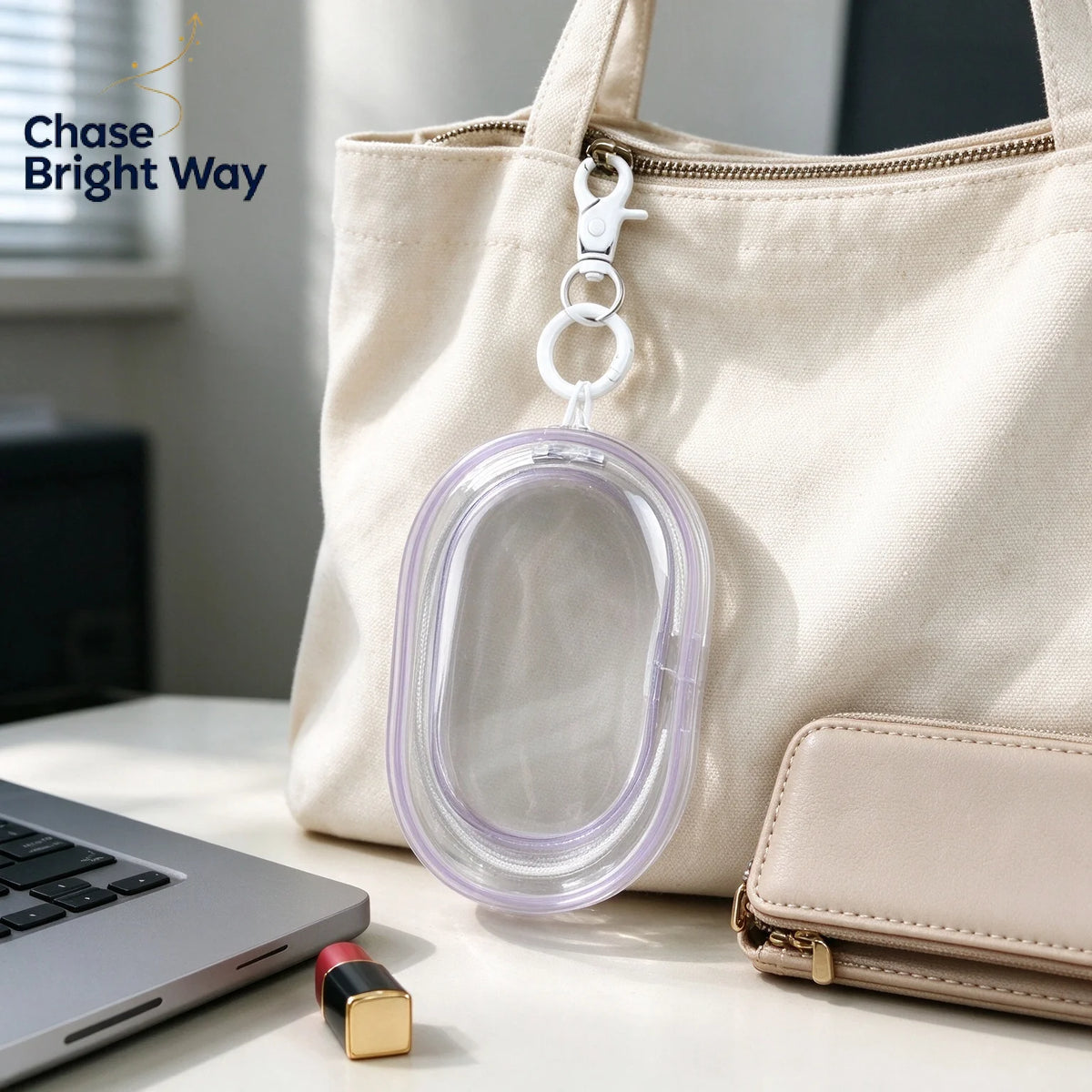 Transparent Zipper Keychain Storage Bag – Portable Jewelry Organizer