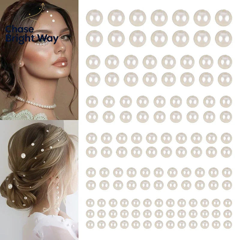 Self-Adhesive Pearl Stickers 220pcs – Face, Hair, Nails & Crafts